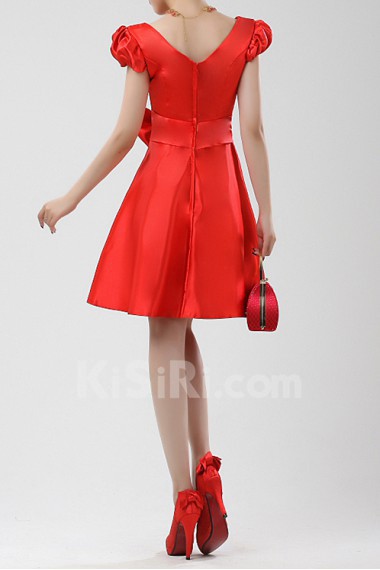 Satin V-neck Short Corset Dress with Crystal