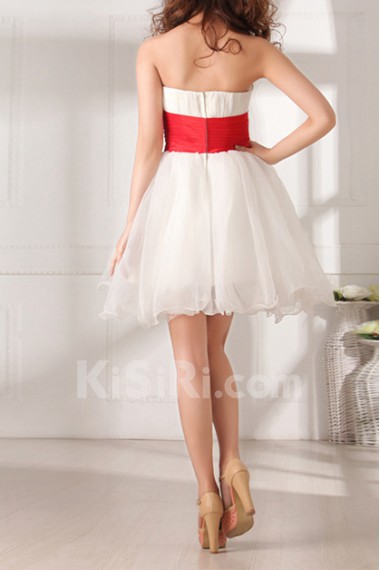 Tulle Strapless Short Dress with Beading