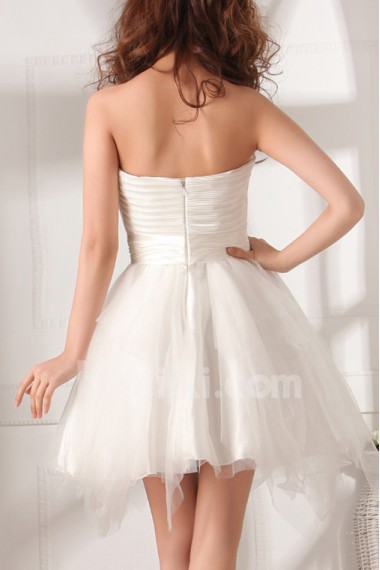 Tulle and Satin Strapless Short Dress