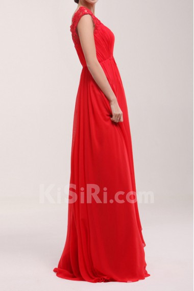 Chiffon Scoop Neckline A-line Dress with Sequins