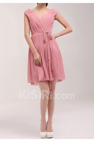 Chiffon V-neck Short Dress
