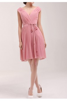 Chiffon V-neck Short Dress
