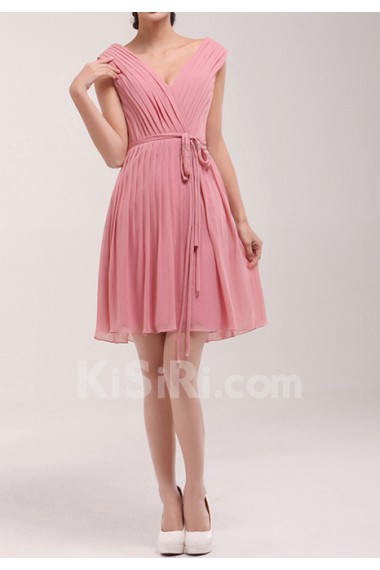 Chiffon V-neck Short Dress