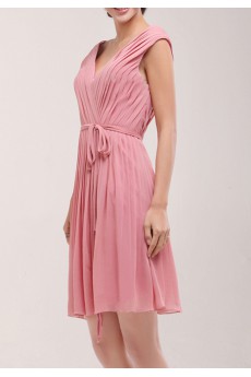Chiffon V-neck Short Dress