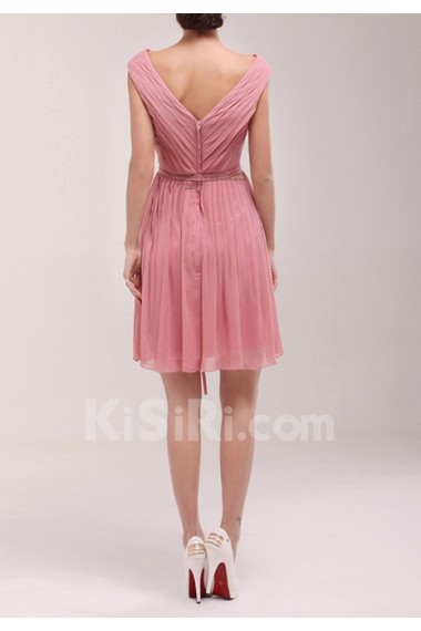 Chiffon V-neck Short Dress