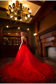 Lace,Satin,Net Sweetheart A-line Dress with Handmade Flowers