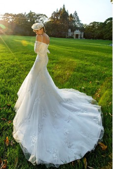 Tulle,Satin,Lace square Sheath Dress with Embroidery
