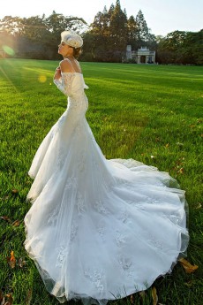 Tulle,Satin,Lace square Sheath Dress with Embroidery