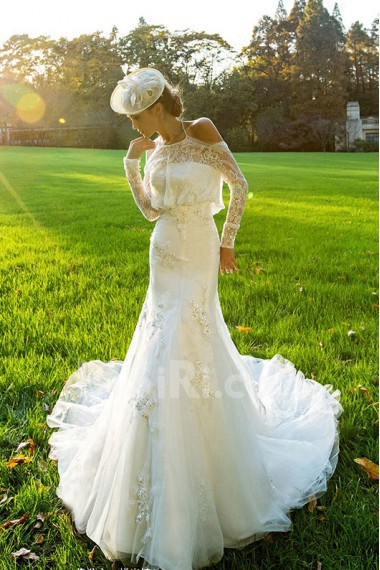 Tulle,Satin,Lace square Sheath Dress with Embroidery