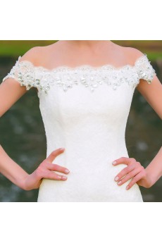 Lace,Satin Off-the-Shoulder Mermaid Dress with Diamond