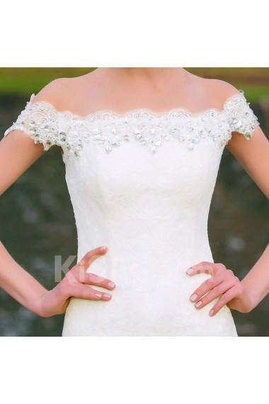 Lace,Satin Off-the-Shoulder Mermaid Dress with Diamond