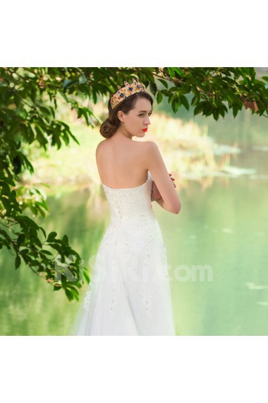 Lace,Tulle Strapless A-line Dress with Sequins