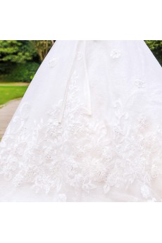 Satin,Tulle Off-the-Shoulder A-line Dress with Embroidery