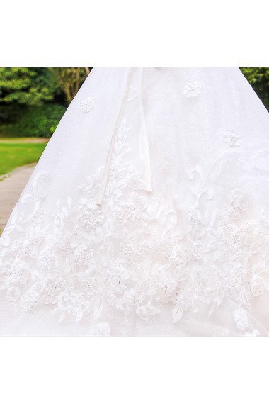Satin,Tulle Off-the-Shoulder A-line Dress with Embroidery