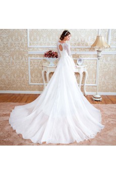Satin,Tulle,Lace Scoop A-line Dress with Sequins