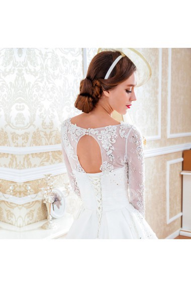 Satin,Tulle,Lace Scoop A-line Dress with Sequins