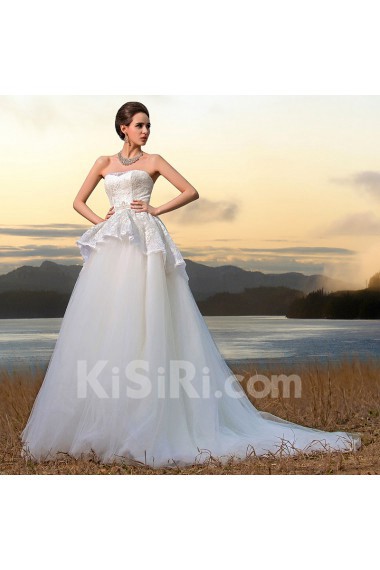 Satin,Lace,Tulle Sweetheart A-line Dress with Embroidery