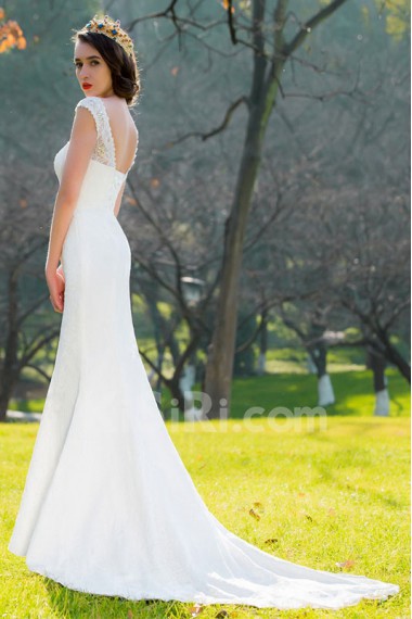 Lace,Satin V-neck Sheath Dress with Diamond