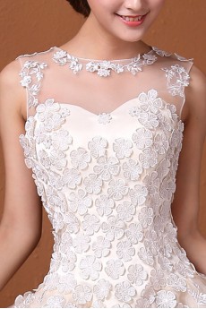 Satin and Tulle Scoop Dress with Handmade Flowers