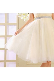 Satin and Tulle Strapless Dress with Diamond