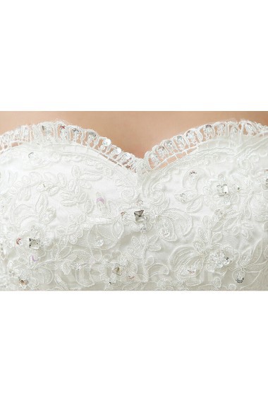 Lace and Tulle Strapless Sheath Dress with Embroidery