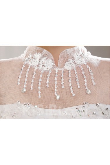 Lace High-Neck Ball Gown Dress with Sequin