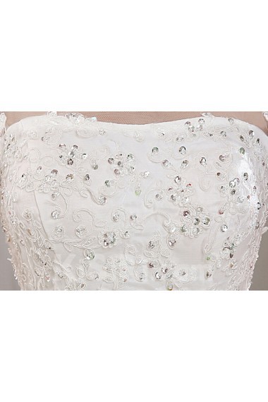 Lace High-Neck Ball Gown Dress with Sequin