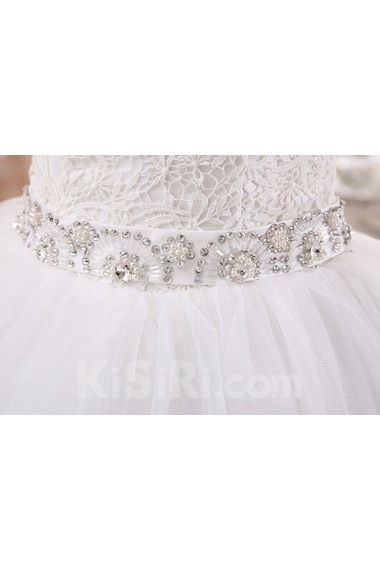 Lace and Tulle Square Ball Gown Dress with Bead