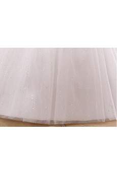 Lace and Tulle V-Neck Ball Gown Dress with handmade Flower
