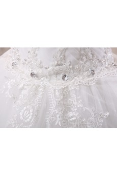 Lace and Tulle Scoop Ball Gown Dress with Beading