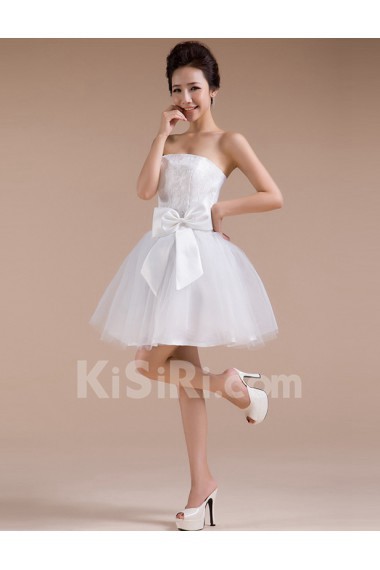 Tulle Strapless Sheath Dress with Bow