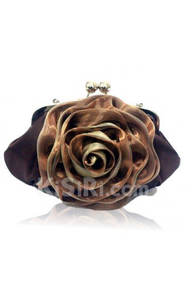 Satin Coffe Evening Handmade Flower Bridesmaids Handbag