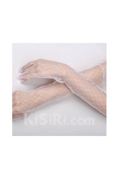 Tulle Fingertips Elbow Length Wedding Gloves