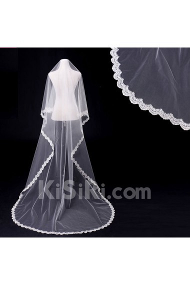 Cathedral Wedding Veil With Lace Rhinestone