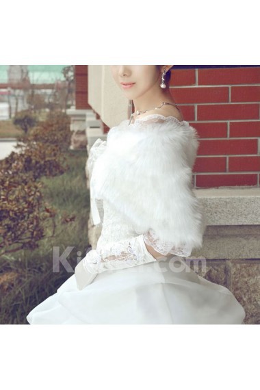 Faux Fur Wedding Wrap With Lace