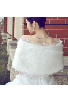 Faux Fur Wedding Wrap With Lace