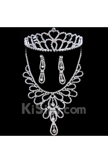 New Style Rhinestones Wedding Jewelry Set,Including Necklace,Earrings and Tiara