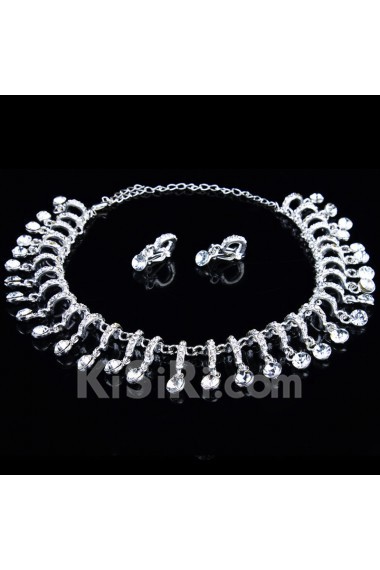 Shining Wedding Jewelry Set - Earrings,Necklace and Tiara with Alloy with Rhinestones