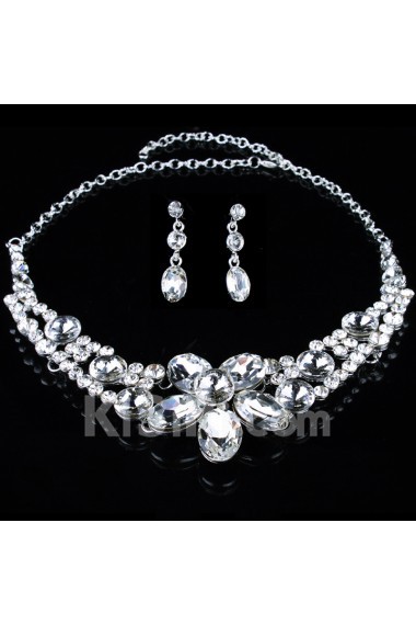 Luxurious Alloy with Rhinestones Wedding Jewelry Set,Including Necklace,Earrings and Tiara