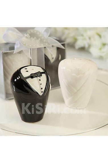 Ceramic Bride And Groom Salt & Pepper Shakers Wedding Favor (Set of 2)