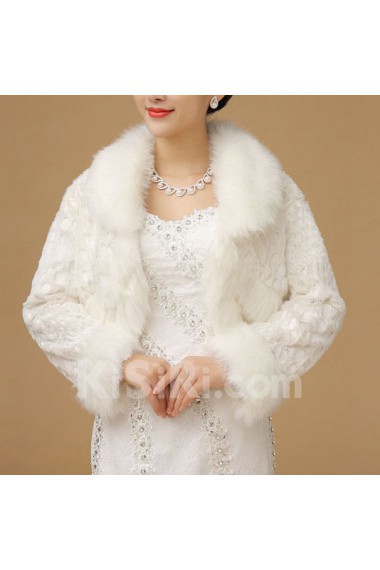 Beautiful Long Sleeve Faux Fur Evening/Wedding Shawl