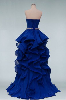 Chiffon Strapless Fit and Flare Dress with Beading