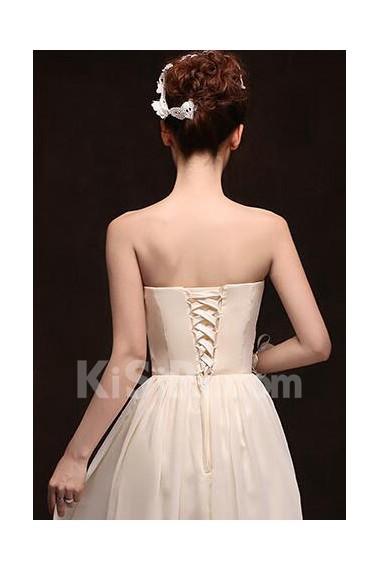 Chiffon Strapless Column Dress with Sash