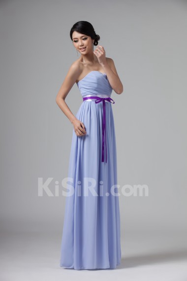 Chiffon Strapless Column Dress with Ruffles