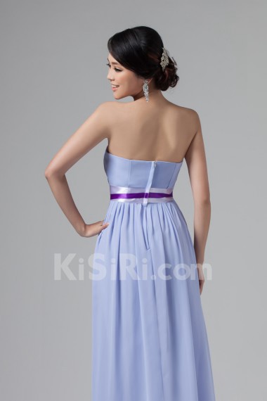Chiffon Strapless Column Dress with Ruffles