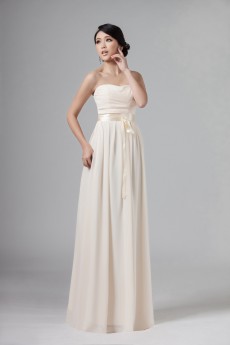 Chiffon Strapless Column Dress with Ruffles