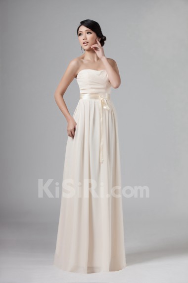 Chiffon Strapless Column Dress with Ruffles