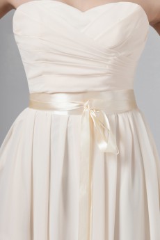 Chiffon Strapless Column Dress with Ruffles