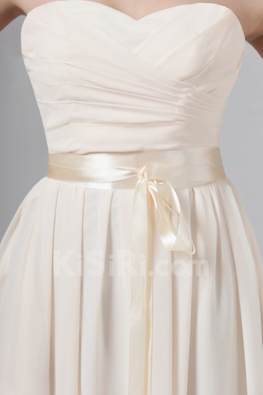Chiffon Strapless Column Dress with Ruffles