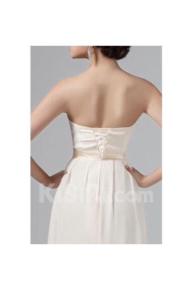 Chiffon Strapless Column Dress with Ruffles